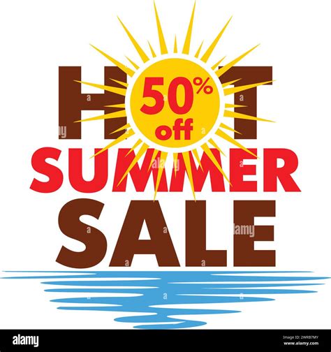 Hot Summer Sale Banner Text Label With Sun And Sea Symbol Business