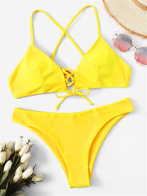 Criss Cross Top With Cheeky Bikini Set