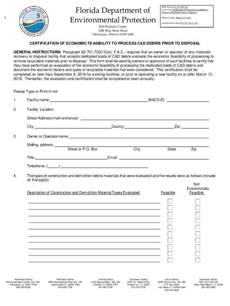 Fillable Online Florida Department Of Environmental Protection Dep Form