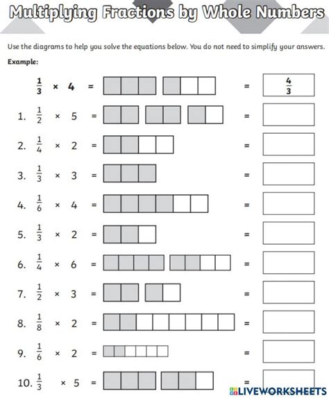 Multiplying Fractions Practice Worksheet Live Worksheets Worksheets