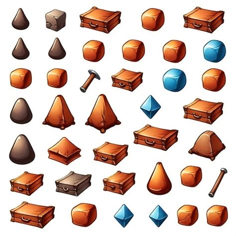 um conjunto de diferentes tipos de objetos incluindo um conjunto de