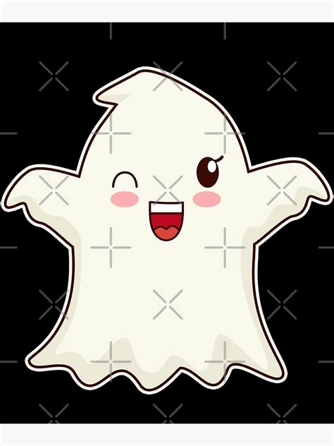 Cute Ghost Face Emoji Design Kawaii Anime Ghost Halloween Boo