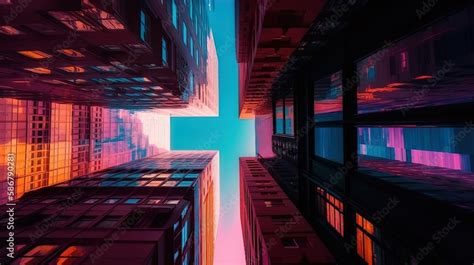 Futuristic Sky View Between Modern White Skyscrapers In 8k Created With