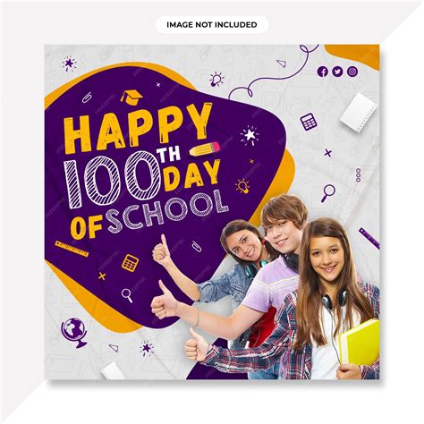 Premium PSD | Happy 100 days of school banner design.100 days of school social media banner or