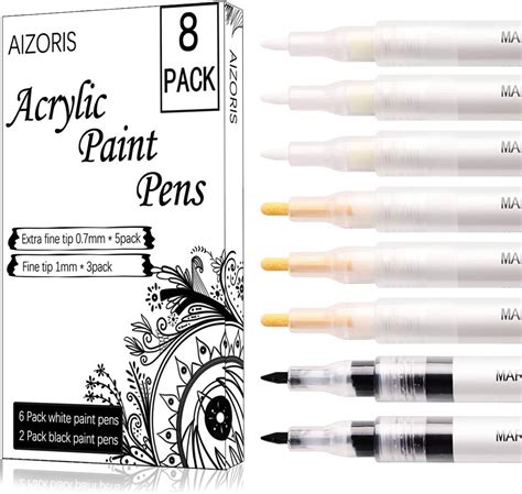 Amazon.com: White Paint Pen, 8 Pack Black and White Acrylic Paint ...