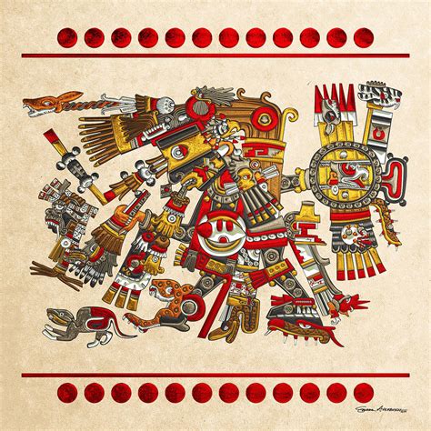 Codex Borgia - Aztec Gods - Tezcatlipoca - Smoking Mirror on Vellum ...