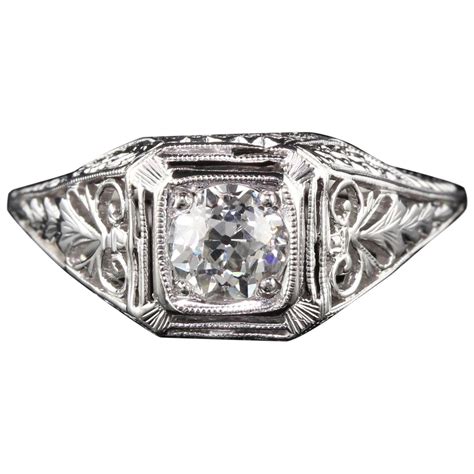 Antique Art Deco Double Diamond Platinum Engagement Ring At 1stdibs