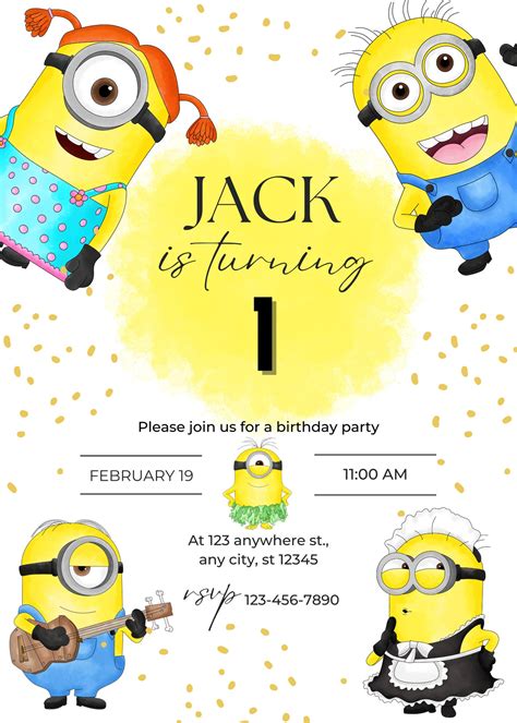 Editable Minion Birthday Invitation Template Printable - Etsy