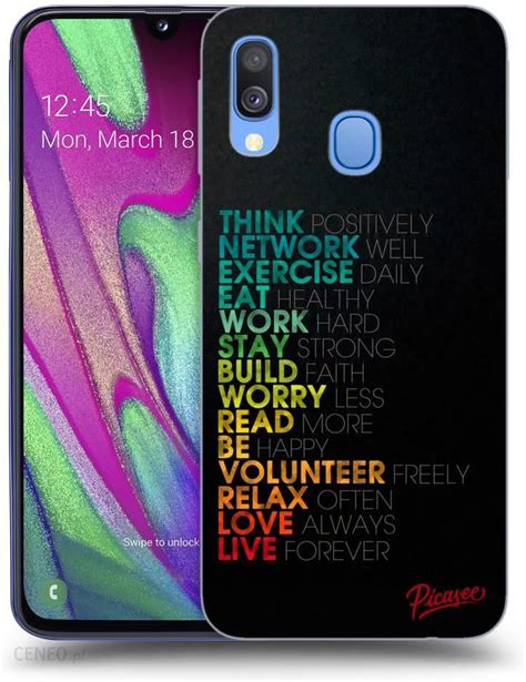 Picasee Silikonowe Czarne Etui Na Samsung Galaxy A40 A405F Motto Life