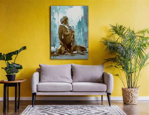 Naked Woman Abstract Painting Canvas Print Naked Woman Wall Art Bedroom Canvas Art Sensual