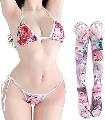 Amazon Generic New Cute Micro Bikini Japanese Anime Bra And Panty Set Cosplay Thong