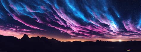 night sky sunset scenery  wallpaper