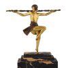 Art Deco Bronze Sculpture Nude Dancer With Thyrsus Deconamic