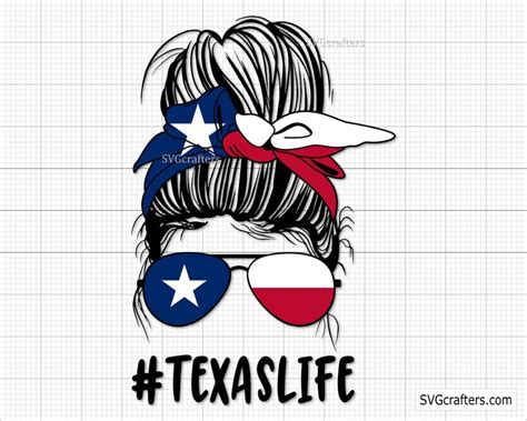 Texas Momlife Svg Mom Life Svg Messy Bun Svg Texas Svg Etsy