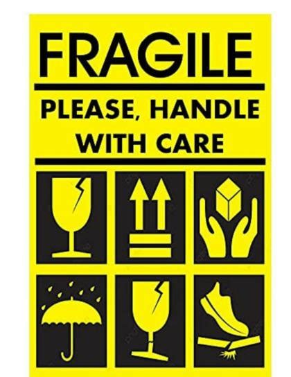 Blackdreams Yellow Red Fragile Please Handle With Care 6 Logo Stickers 4 X 6 Inch Pack Of