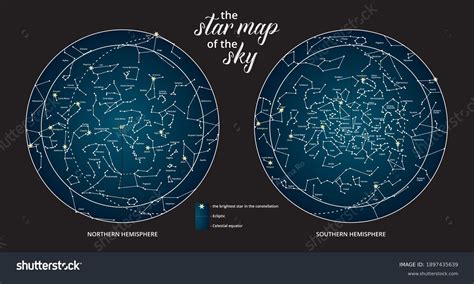 Star Map Sky North South Hemisphere Stock Vector Royalty Free