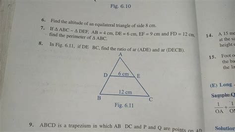 Fig Find The Altitude Of An Equilateral Triangle Of Side Cm