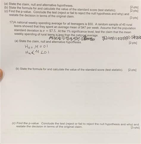 Solved A State The Claim Null And Alternative Hypotheses Chegg