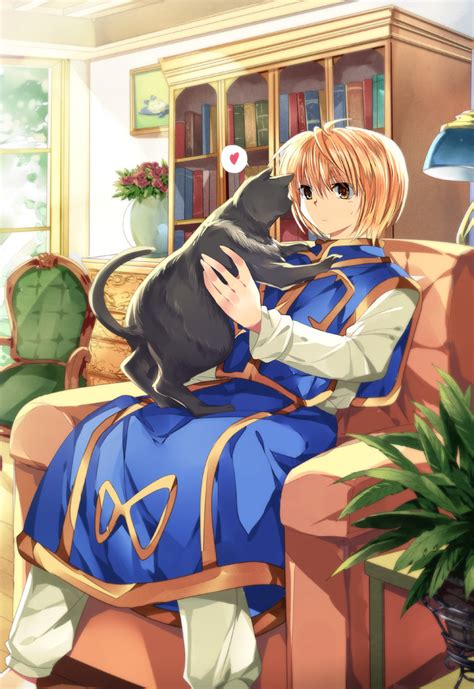 The Big ImageBoard TBIB Boy Androgynous Blonde Hair Book Cat Heart Hunter X Hunter Kurapika