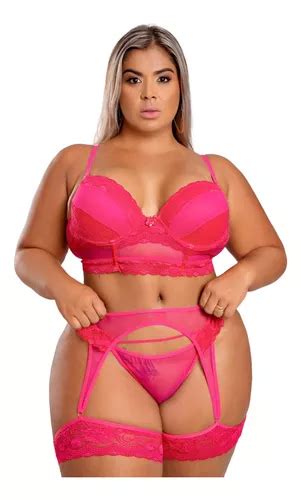 Conjunto Lingerie Plus Size Sensual Cropped C Bojo E Persex Parcelamento Sem Juros
