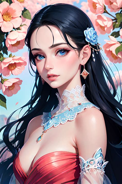 Anime Muscular Small Tits 40s Age Happy Face Blue Hair Pixie Hair Style Light Skin Film Photo