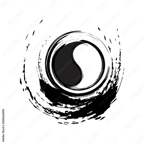 Abstract Design Of Yin And Yang Symbol With Brush Stroke Stock Vector