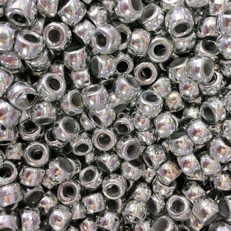 Silver Metallic 9x6mm Pony Beads Dummy Clips Pram Charms Pony Beads