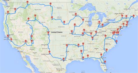 This Map Shows the Quickest (and Ultimate) Road Trip Across America