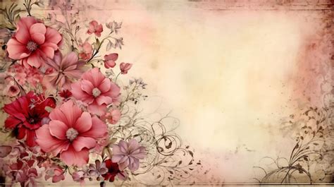 Premium AI Image | a floral background with pink flowers on a vintage background