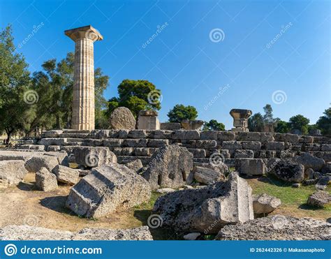 View of the Ruins of the Temple of Zeus in Ancient Olympia Editorial ...