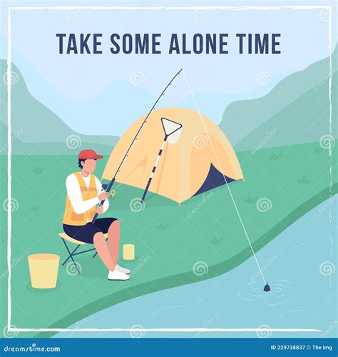 Camping and Fishing Social Media Post Mockup Stock Vector