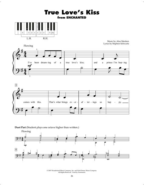 True Love S Kiss From Enchanted Sheet Music Amy Adams 5 Finger Piano