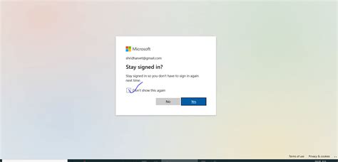 Each time I login to Onedrive it prompts "Stay signed in so you don't ...