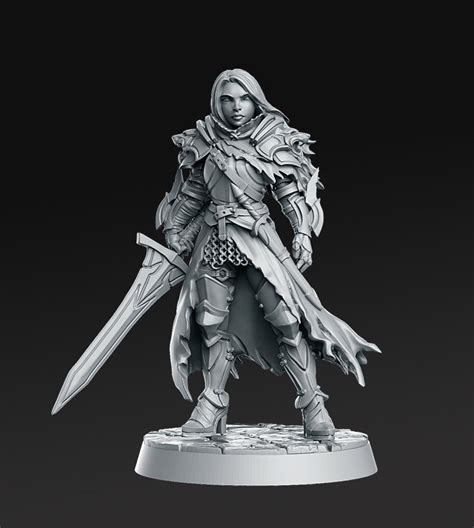 Female Knight Fighter DnD Miniature Female Warrior Etsy