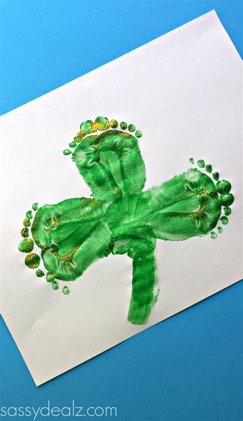 Kids Shamrock Footprint Craft For St Patricks Day Crafty Morning