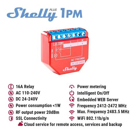 Shelly Plus 1PM Commutateur WiFi avec wattmètre Opencircuit