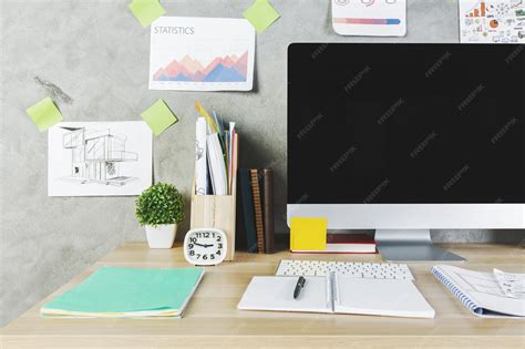 premium photo modern desktop  empty computer