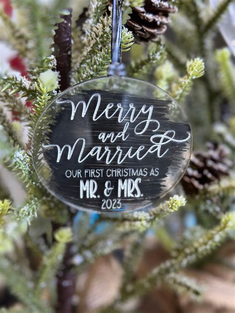 Merry And Married 2023 Acrylic Ornament P02963 Paisley Grace Makery