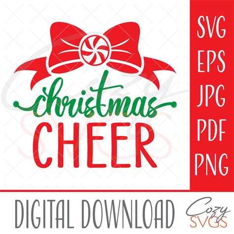 Christmas Svg Cut File Christmas Cheer Svg Christmas Bow Svg Candy