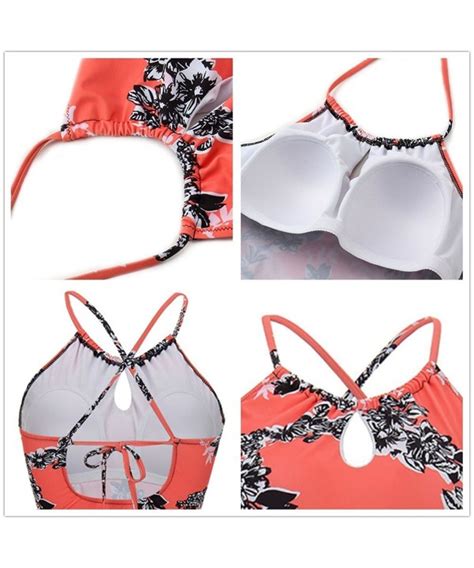 Women S Retro Antigua Floral Peplum Push Up High Waist Bikini Set Chic Swimsuit Pink CL18033DMEO