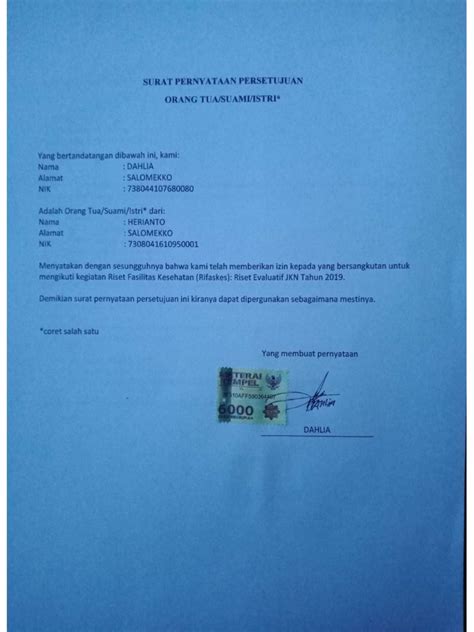 Surat Persetujuan Ortu Pdf