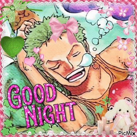 Roronoa Zoro Cute Coquette Good Night Sleep One Piece Free Animated