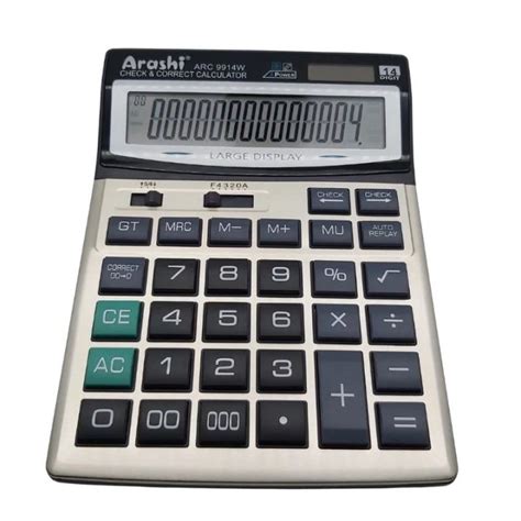 Arashi Kalkulator Arc 9914 W Calculator Dagang 14 Digit Check