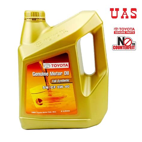 TOYOTA 5W40 Fully Synthetic Engine Oil 4Litre SN CF