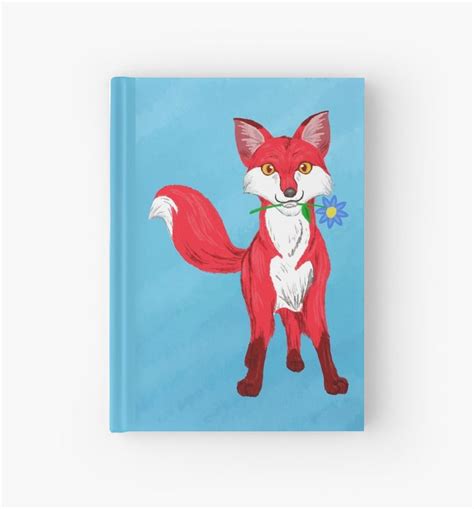 A Painting Of A Red Fox Holding A Flower In Its Mouth On A Blue Background