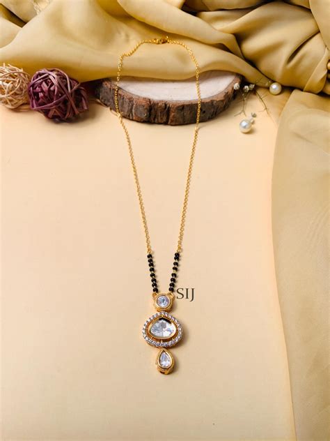 gold plated mangalsutra  black beaded chain