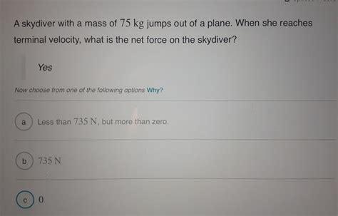 Solved A Skydiver With A Mass Of 75 Kg Jumps Out Of A Plane Chegg