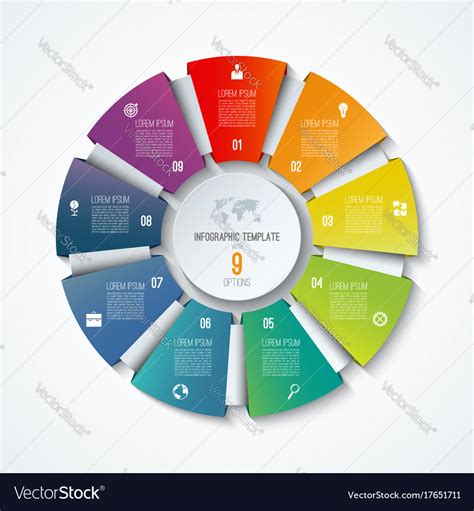 Circle Infographic Template With 9 Options Vector Image