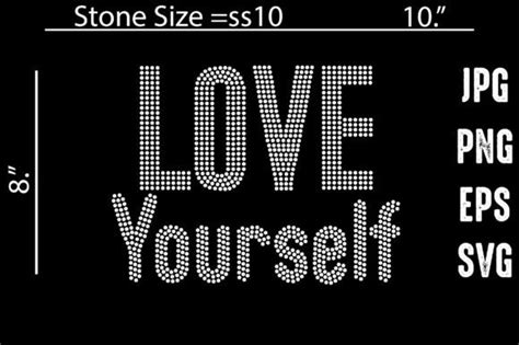 Love Yourself Rhinestone Template Design Graphic By MRUMU Creative