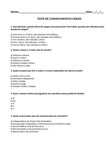 Teste De Conhecimento